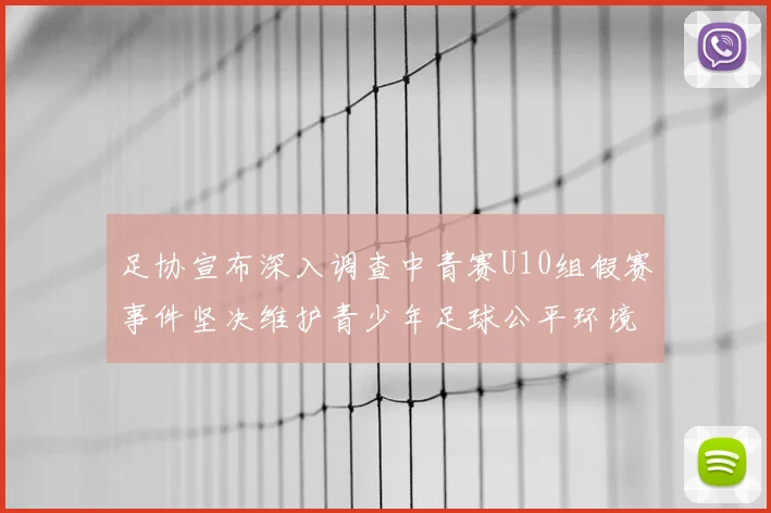 足协宣布深入调查中青赛U10组假赛事件坚决维护青少年足球公平环境